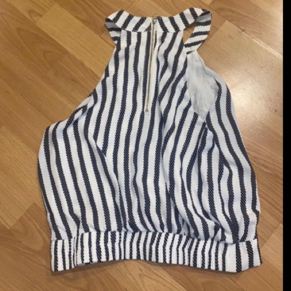 Arden B Black White Stripe Two Piece Set Halter Top Wide Leg Pants Small Y2K - Picture 4 of 11